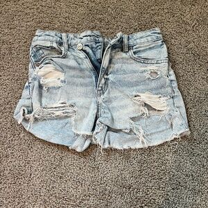 American Eagle Outfitters Light Blue Distressed Jean Shorts